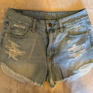 American Eagle light denim ripped shorts